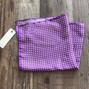 Eton Purple/White Silk Pocket Square - One Size